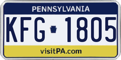 PA license plate KFG1805
