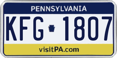 PA license plate KFG1807