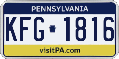 PA license plate KFG1816