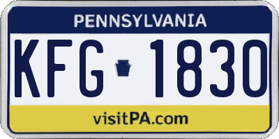 PA license plate KFG1830