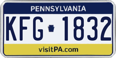 PA license plate KFG1832