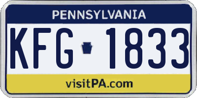 PA license plate KFG1833