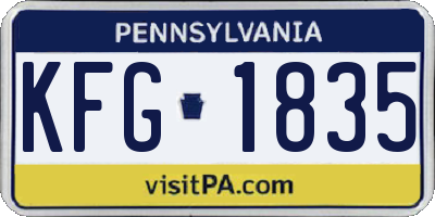 PA license plate KFG1835