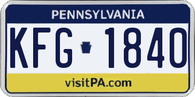 PA license plate KFG1840