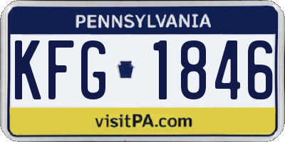 PA license plate KFG1846