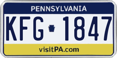 PA license plate KFG1847
