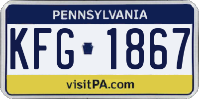 PA license plate KFG1867