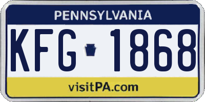 PA license plate KFG1868