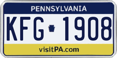 PA license plate KFG1908