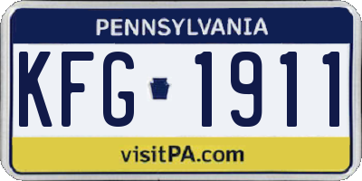 PA license plate KFG1911