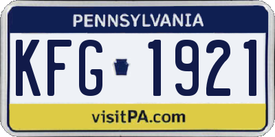 PA license plate KFG1921