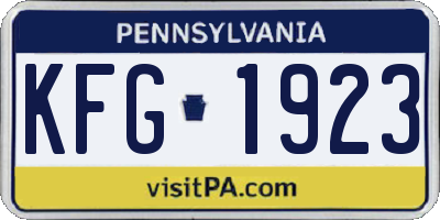 PA license plate KFG1923