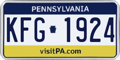 PA license plate KFG1924