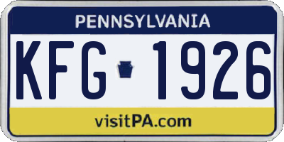 PA license plate KFG1926