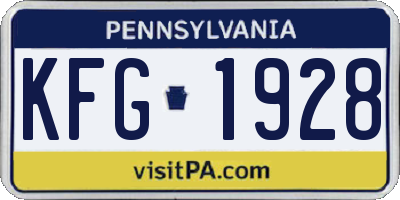 PA license plate KFG1928