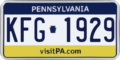 PA license plate KFG1929