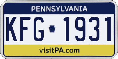 PA license plate KFG1931