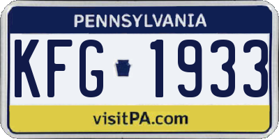 PA license plate KFG1933