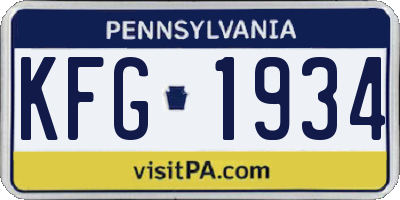 PA license plate KFG1934