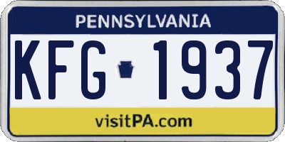 PA license plate KFG1937
