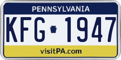 PA license plate KFG1947