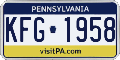 PA license plate KFG1958