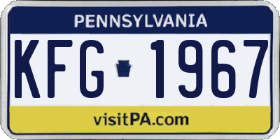 PA license plate KFG1967