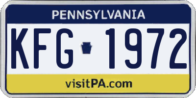 PA license plate KFG1972