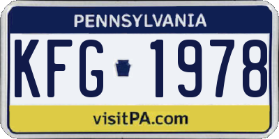 PA license plate KFG1978