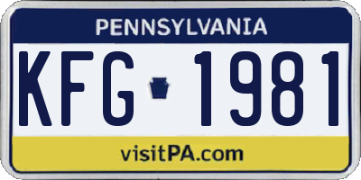 PA license plate KFG1981