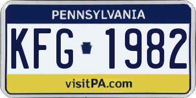 PA license plate KFG1982