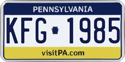 PA license plate KFG1985