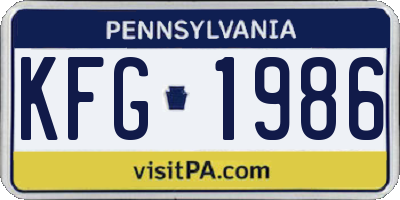 PA license plate KFG1986
