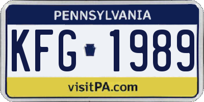 PA license plate KFG1989