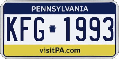 PA license plate KFG1993