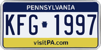 PA license plate KFG1997