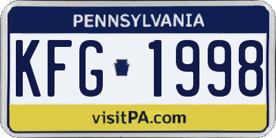 PA license plate KFG1998