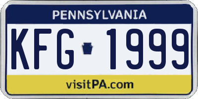 PA license plate KFG1999