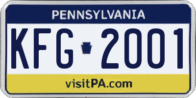 PA license plate KFG2001
