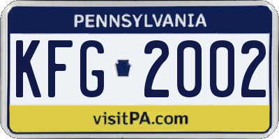 PA license plate KFG2002