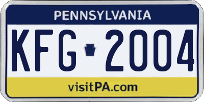 PA license plate KFG2004