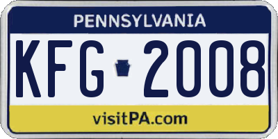 PA license plate KFG2008