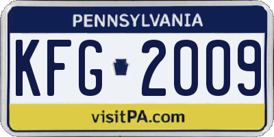 PA license plate KFG2009