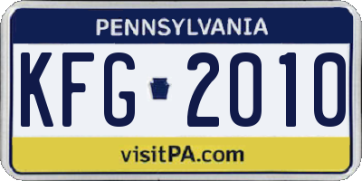 PA license plate KFG2010