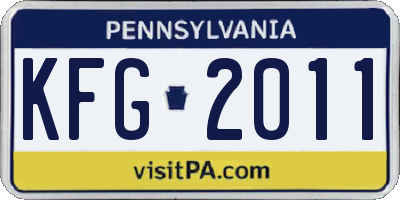 PA license plate KFG2011