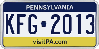 PA license plate KFG2013