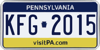 PA license plate KFG2015