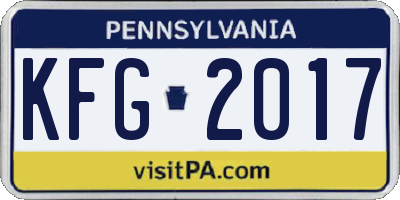 PA license plate KFG2017
