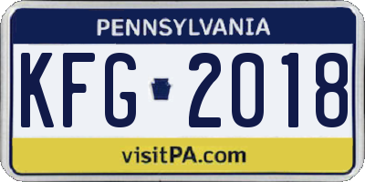 PA license plate KFG2018