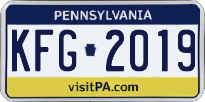 PA license plate KFG2019